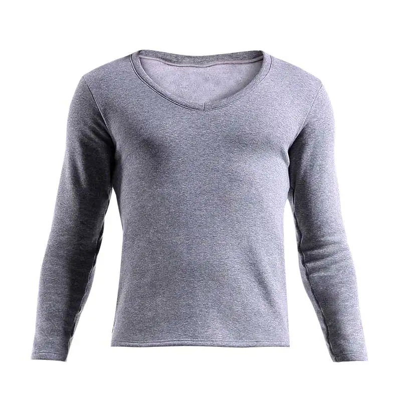 

Men's long-sleeved shirt, single V-neck, thick and fleece, tight-fitting, youth base cotton sweater, warm top