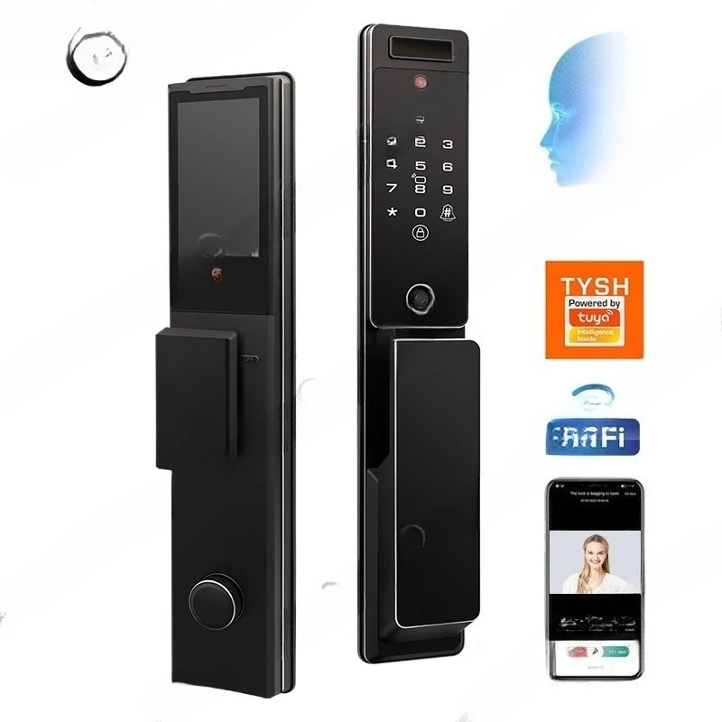 

3D facial recognition smart door lock automatic biometric IC card Wifi APP security camera fingerprint digital lock