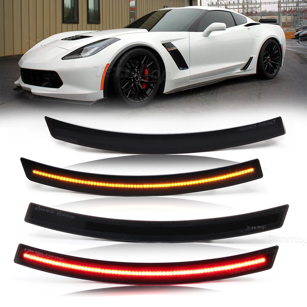 

Full LED Strip Front & Rear Side Marker Light Amber Red Bumper Side Marker Lights For 2014-2019 Chevrolet Corvette C7 STINGRAY