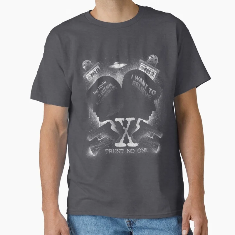 Legacy of Believing Retro Sci fi The X-Files Alien Gift T shirt print tee Large size Tops Graphic