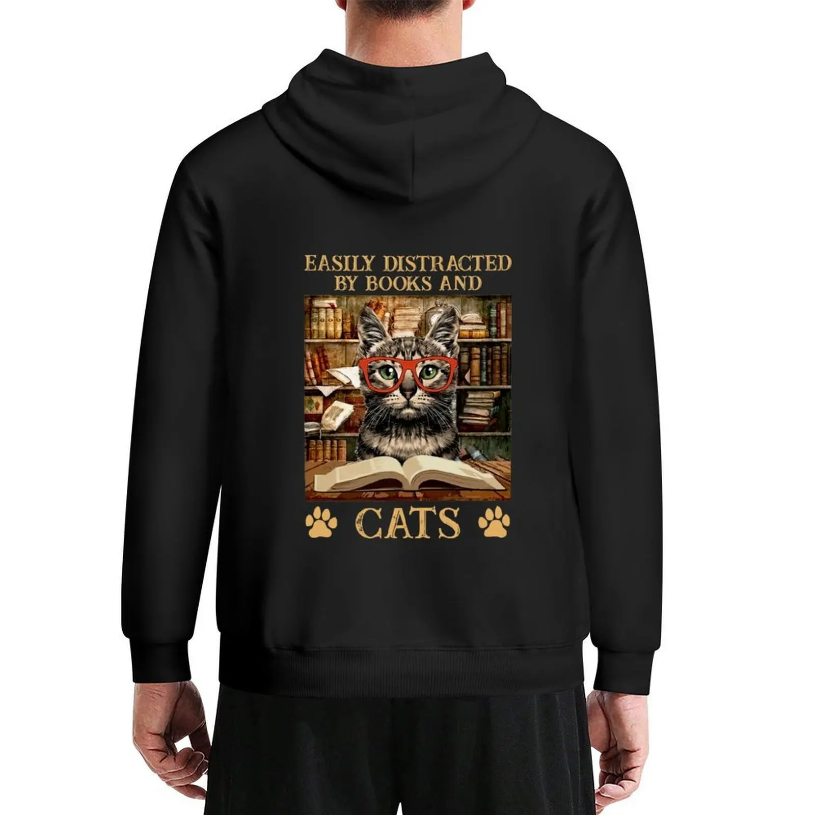 

Easily Distracted By Books And Cats easily distracted by cats and books a daisy Hoodie men's sweat-shirt set japanese hoodie