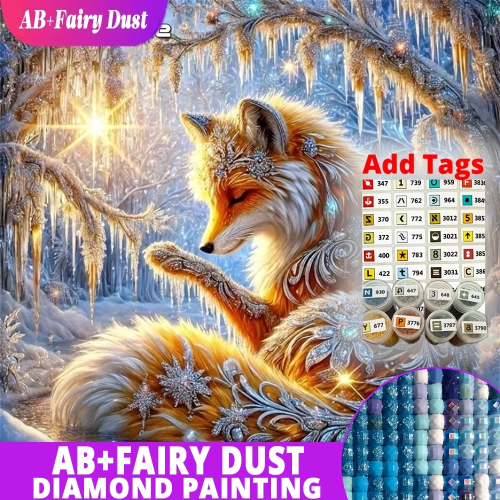 AB Fairy Dust 5D DIY Diamant Malerei Fuchs Tier Bastelset Kreuzstich Acryl Zubehör Mosaik Wanddekoration