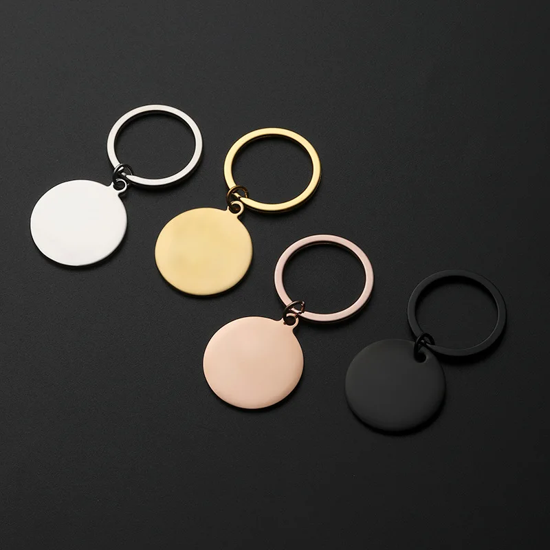 LLavero personalizado con placa redonda de acero inoxidable, accesorios para coche, regalo, venta al por mayor, 1 ud.