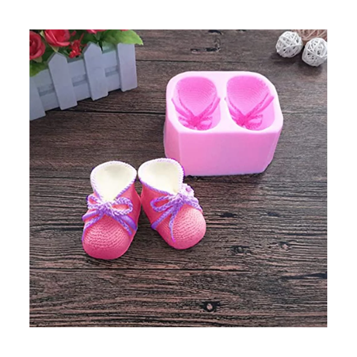 Baby Bootie Silicone Fondant Mold Knitted Baby Shoes Cake Decorating Tools DIY Mould Candle Soap Clay Mold