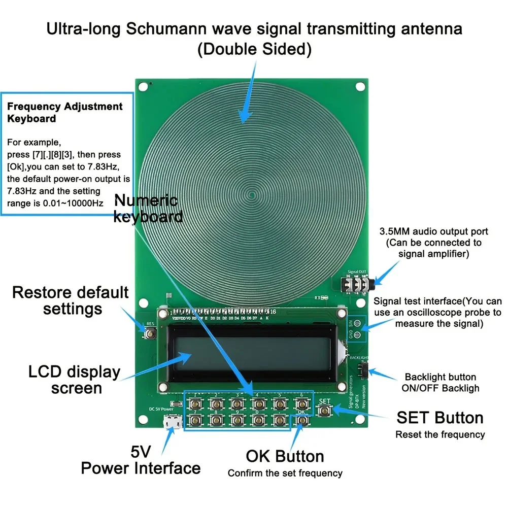 Portable 7.83Hz Signal Generator For Schumann Wave Resonance For Frequency Device Low Noise Sine Wave Output For Home Office Rel