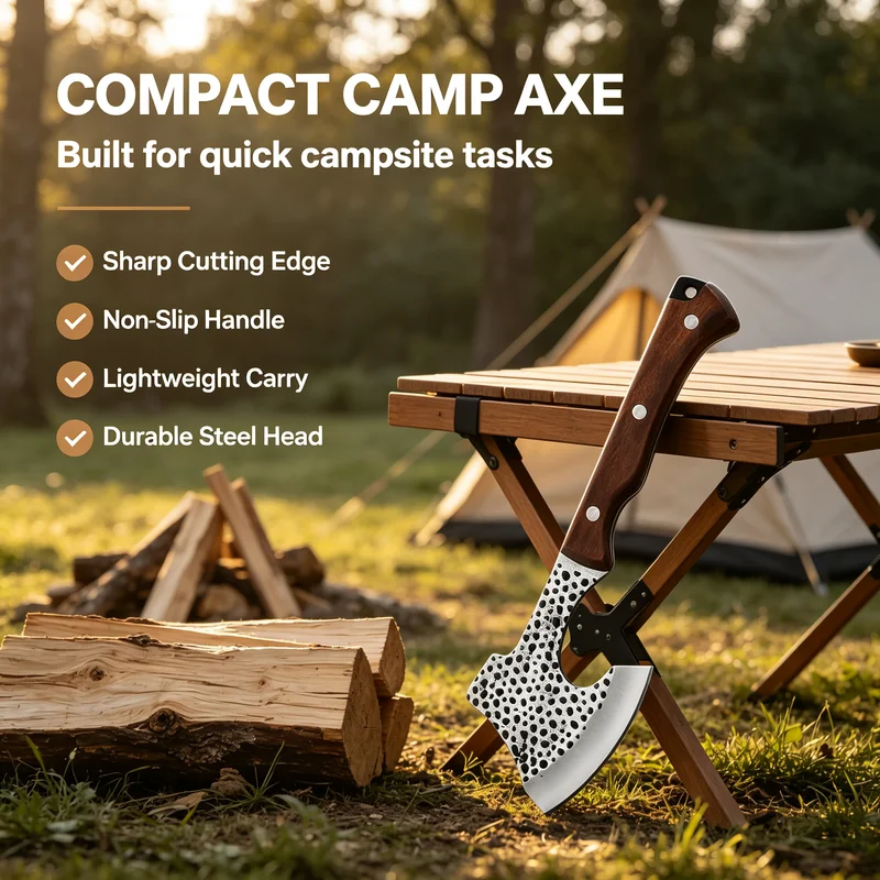 Outdoor forging, hammering, ice soul, internet celebrity, axe, multi use knife, camping, chopping firewood, paving the way, self