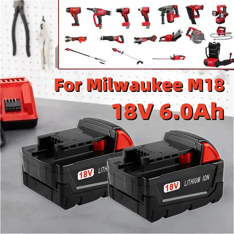 for Milwaukee M18 18V cordless tool battery for M18B5 XC lithium-ion batteries 48-11-1815 2604-20 48-11-1850 48-11-1860 etc.