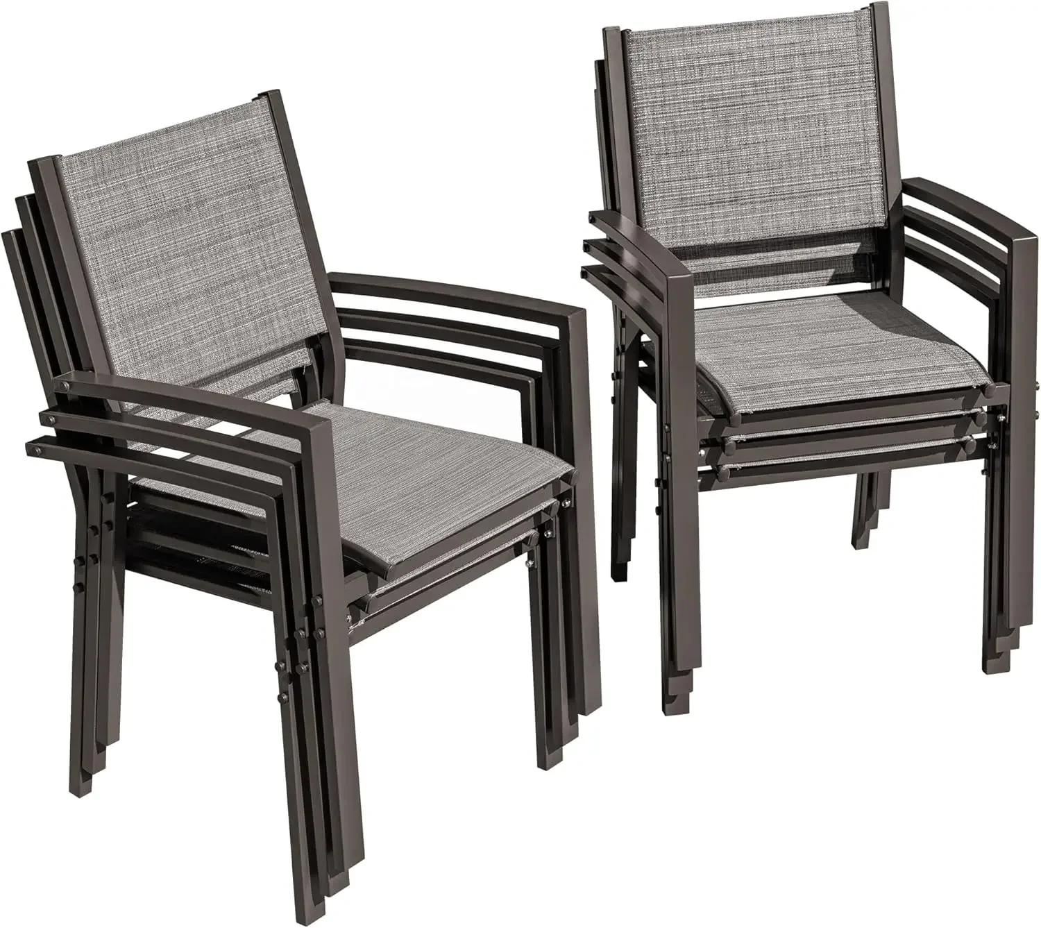 Patio Chairs Outdoor Chairs Set of 6 Dining Chair for Backyard, Deck (Grey)