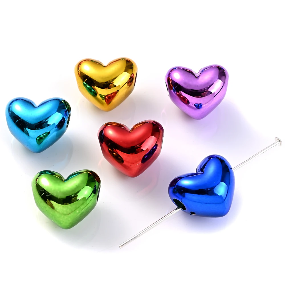 iYOE 10pcs 13x15mm Mix Heart Beads Christmas Color Acrylic Heart Jewelry Beads For Jewelry Making DIY Bracelet Earring Handmade