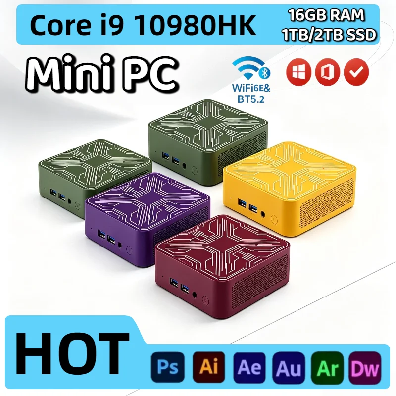 Intel Core i9 10980HK Small Form Factor Desktop 16GB DDR4 2TB NVMe SSD Triple 4K HDMI WiFi6 Silent Cooling Home Office Ultra