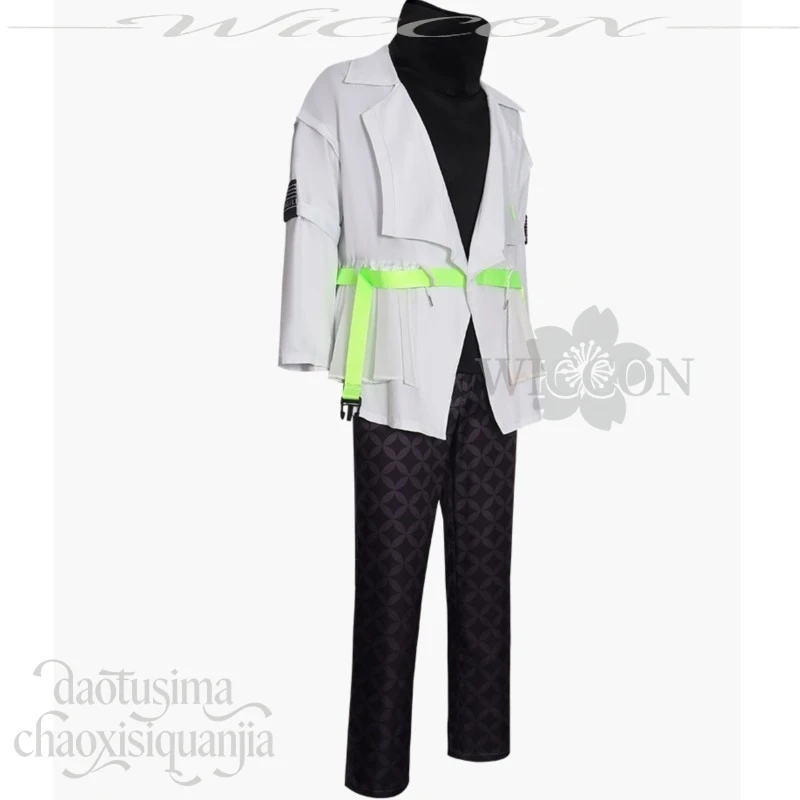 أنيمي لعبة مشروع Sekai كروس فرقة نجوم تأثيري ، أزياء ALKALOID Shiratori Aira ، معطف أبيض فاسق ، حزام الباروكات هالوين #5