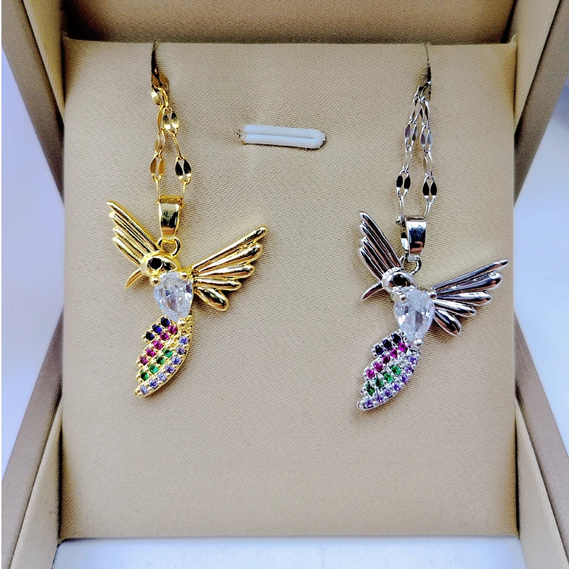 Exquise Niche Design Innovatieve Vogel Ketting Kleurrijke Lichte Luxe Sieraden Micro-Ingelegde Roestvrijstalen Sleutelbeen Ketting