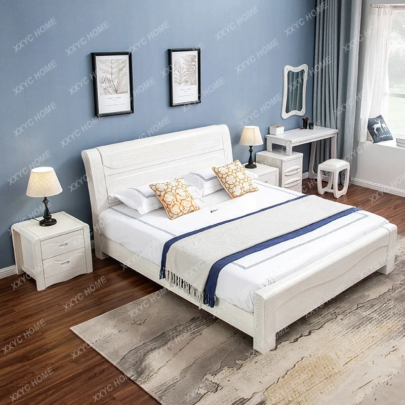 خزانة ذات درجين من الخشب الصلب والبلوط الأحمر وبسيطة وحديثة وبسيطة باللون الأبيض ودرج مزدوج وخزانة على الطراز الصيني #3