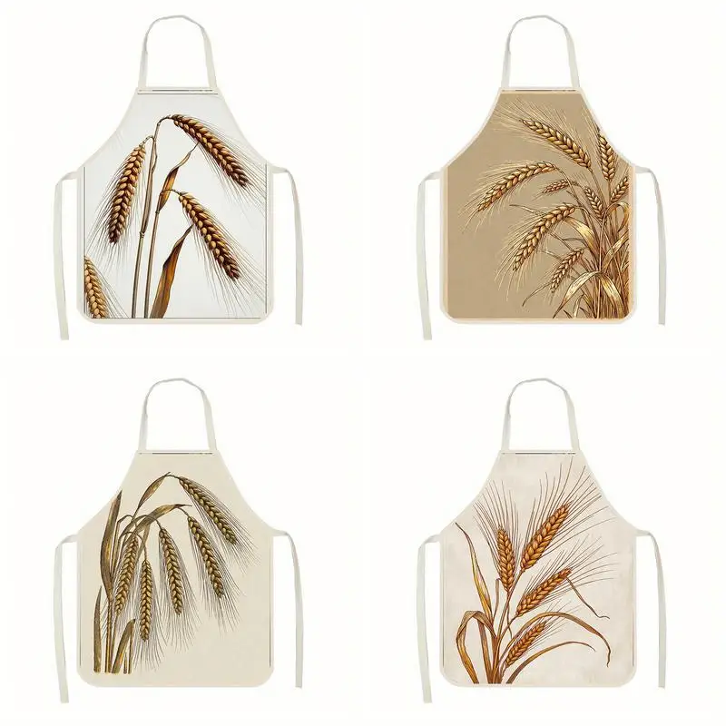 

Винтажные льняные фартуки с рисунком пшеницы, подходят для приготовления пищи на кухне, общения родителей и детей, рисования и других мероприятий.