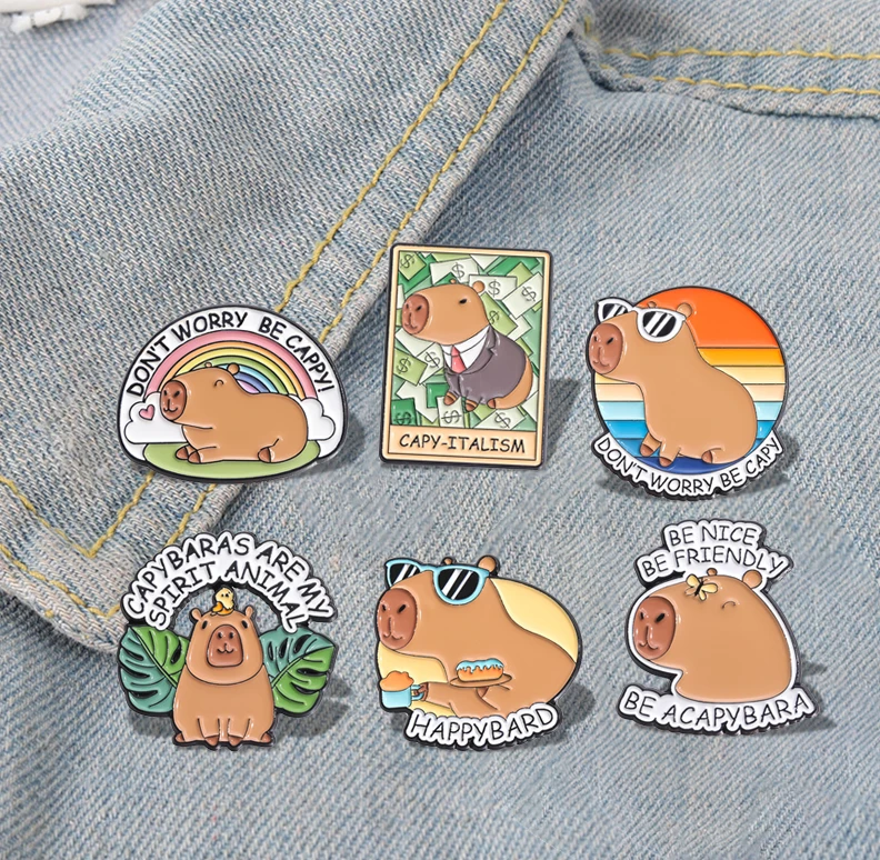 Capybara Hippo Enamel Pins Custom Cute Funny Hippopotamus Brooches Lapel Badges Cartoon Animal Jewelry Gift for Kids Friends