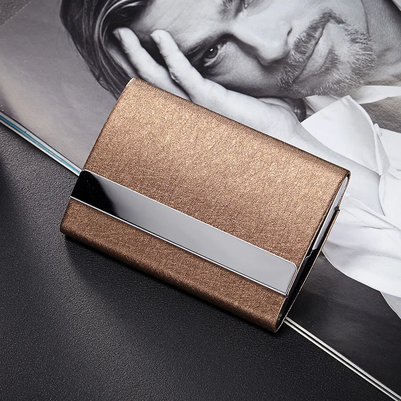 Luxury Card Holder Men Women Credit Card Box Rfid Wallet Leather Metal Wallet Pocket Double Open Card Case