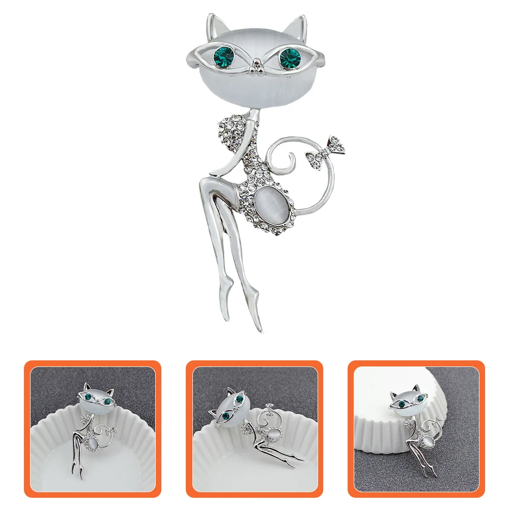 

Dress Brooch Kitten Boutonniere Pins Cat Opal Alloy Miss Shawl Wraps for Women Dressy