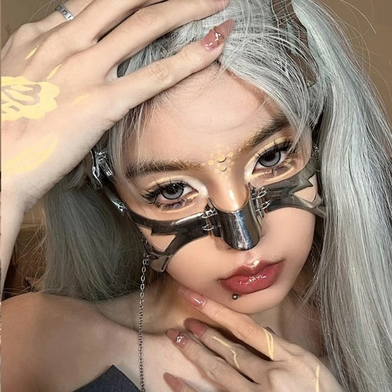 39BD 2 peças máscara gótica metal protetor queixo fotografia adereços acessório fantasia