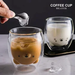 Creativo simpatico orso tazza da caffè a doppio strato doppia tazza di vetro cartone animale latte vetro signora simpatico gatto anatra cane regalo regalo di natale