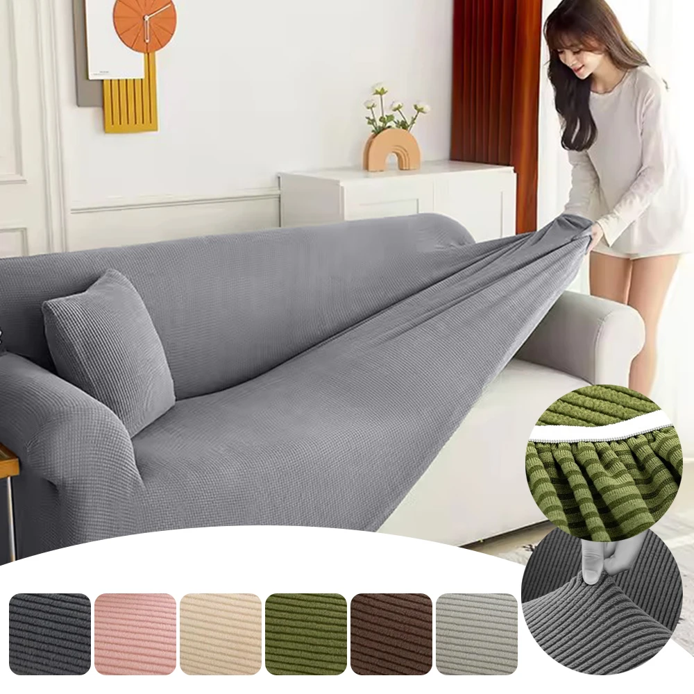 

1/2/3/4/5 Seater Couch Covers Winter Warm Adjustable Elastic Sofa Cover Thick Corduroy Armchair Protector Slipcovers Copridivano
