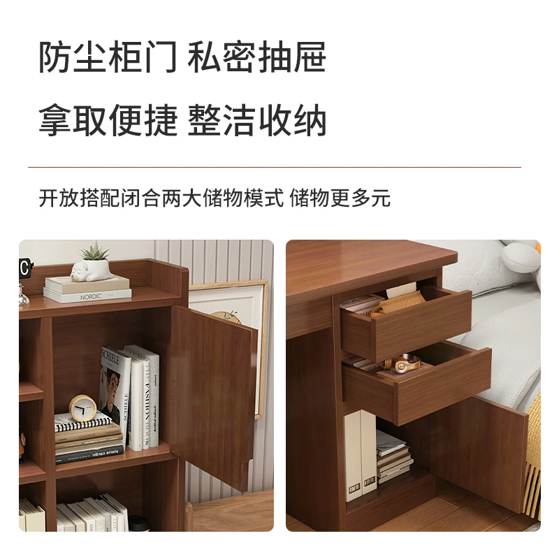 Solid wood color desk bookcase integrated desk home student study desk writing desk