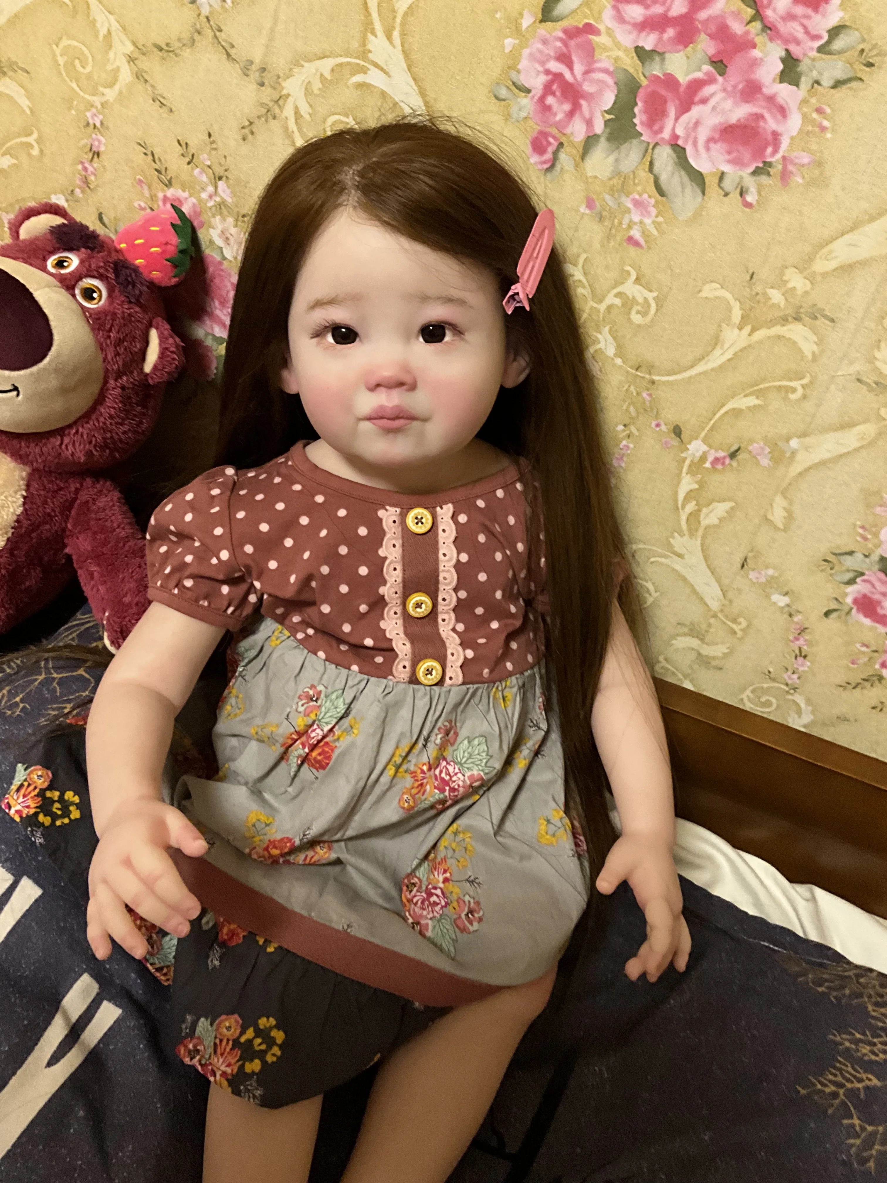 FBBD&ShanShan 32inch Reborn Baby Leonie Real Photos Already Finished Doll With Hand-Rooted Hair Christmas Gift