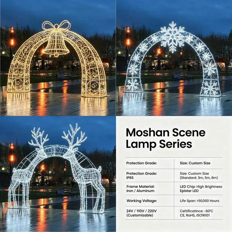 Christmas IP65 waterproof arch decoration custom oversized metal Christmas bell 3D LED outdoor holiday decoration light