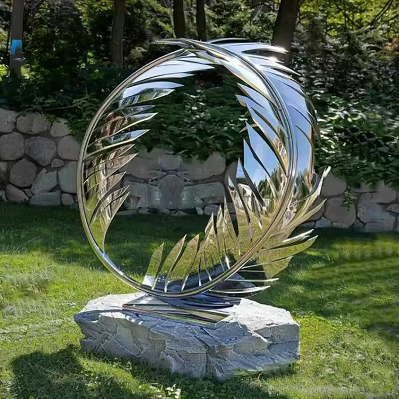 Custom Hotel Outdoor Landscape Decoration Modern Metal Abstract Polished Angel Wings Sculpture