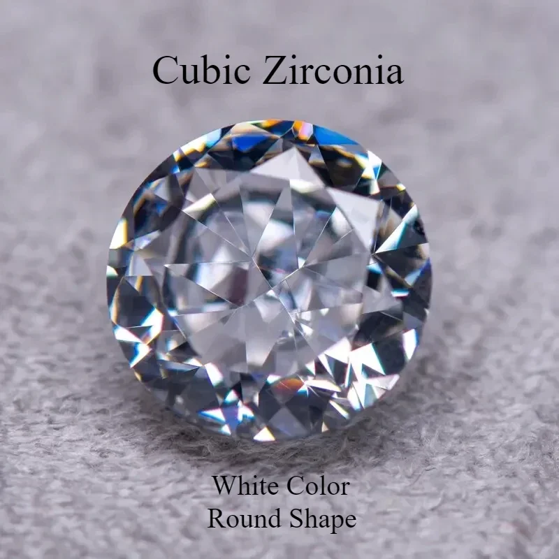 

Cubic Zirconia Round Shape White Color 5A Grade Quality 4k Crushed Ice Cut Synthetic Gemstones Charms beads for Jewelry making