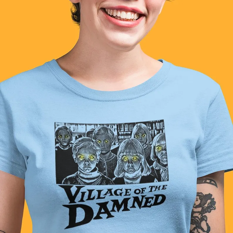 

Camiseta Village of the Damned: película clásica de ciencia ficción y terror de los años 60, regalo de cine retro para fanáticos