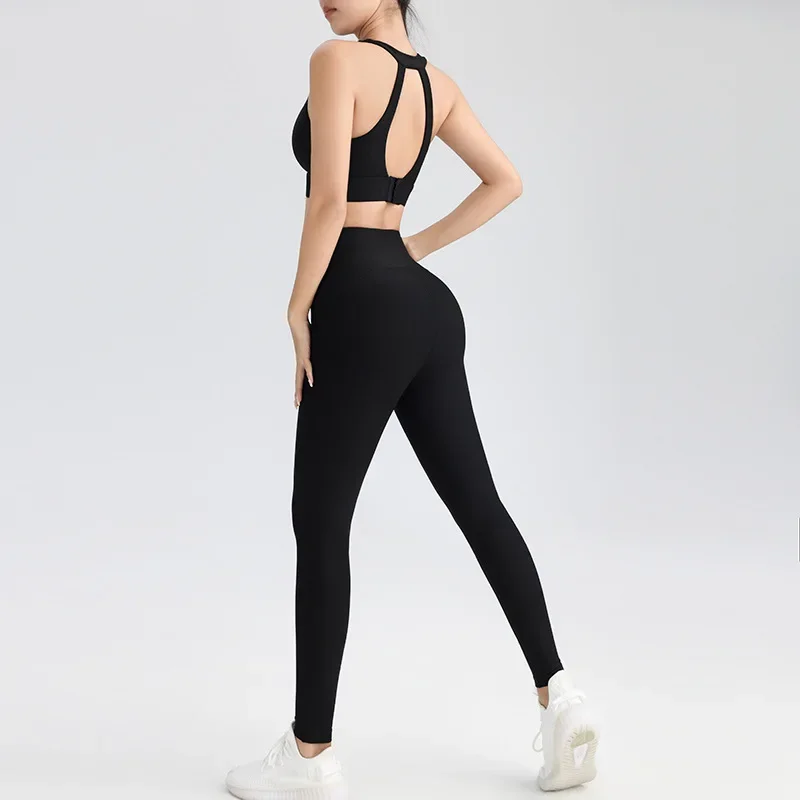 Women's yoga suits cross-back workout vests and high-waisted tights leggings