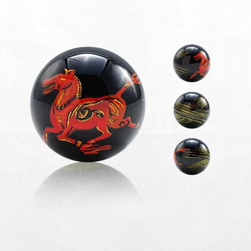 Galloping Horse Flying Swallow Lacquer Bead Pendant Handmade Chinese Traditional Heritage Craft Art Gift