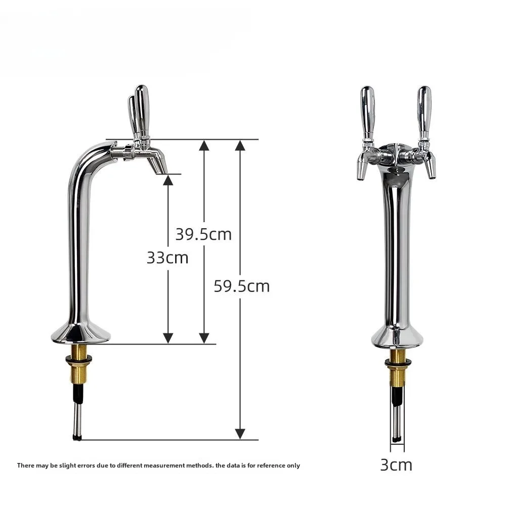 Serpentine 2-hole wine column type beer equipment stainless steel with faucet handle bar