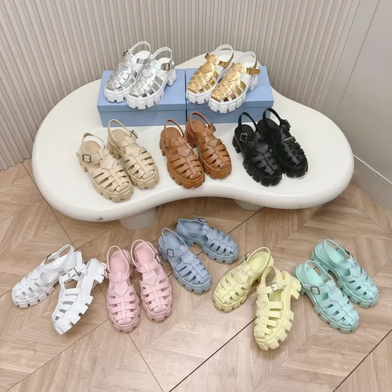 

Designer Luxury sandals designer shoes women's casual shoes thick soled brown White gold silver luxury sandale luxurious famous