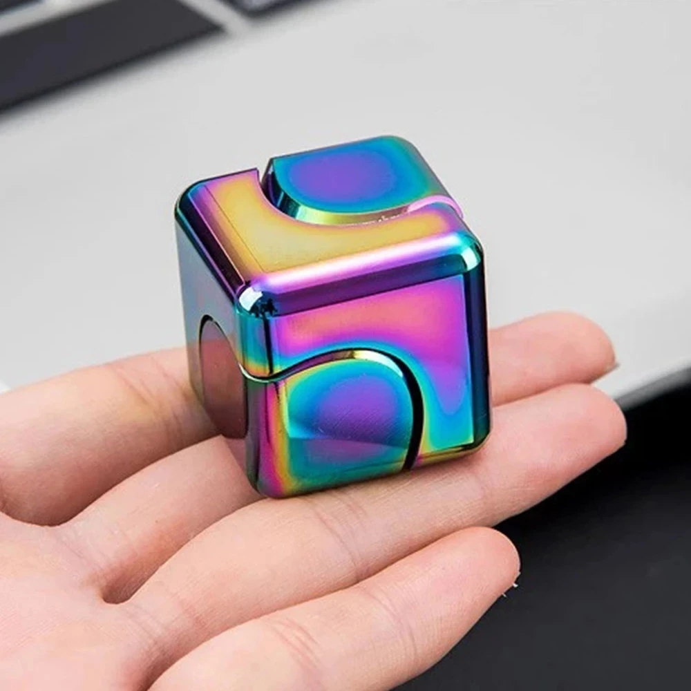 Metal Cube Fingertip Spinner Decompression Spinning Tops Anti-Anxiety Toys Hand Fidget Spinner Vent Toys Flipo Flip For Children