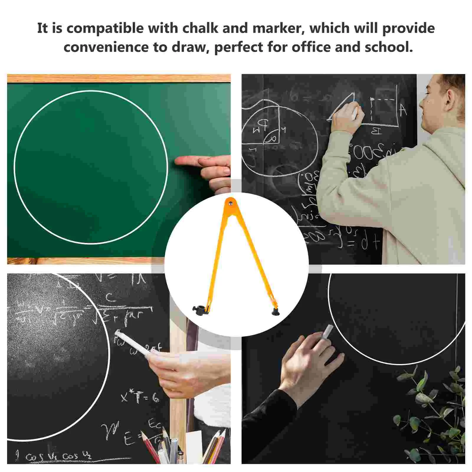 The Racket Teaching Compass Chalk Marker Aid Drawing Tool for Math Pencil Large Orange Geometry Student Use