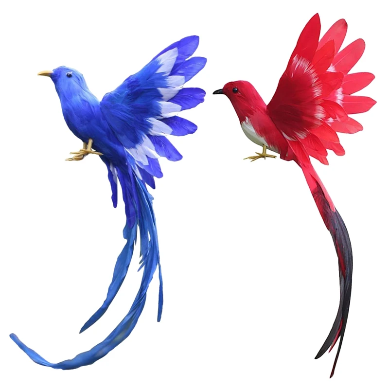 AS94-2 Pezzi Piume di Uccelli Artificiali Figurine di Plastica Paesaggio Ornamento Decorazioni da Giardino Natale Fai da Te Halloween 28 X 5 X 3 Cm, 1 Pezzi