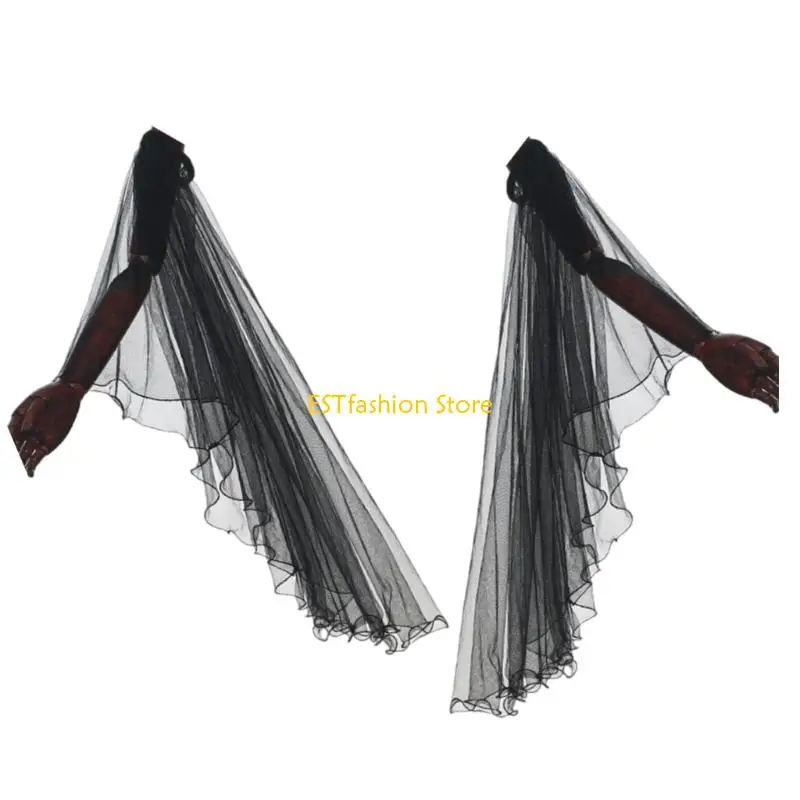 Y5GC VICTORIEN VICTORIAN Long Tulle Gants Sleeves détachables en mousseline mousseline pour fête mariage Renaissances
