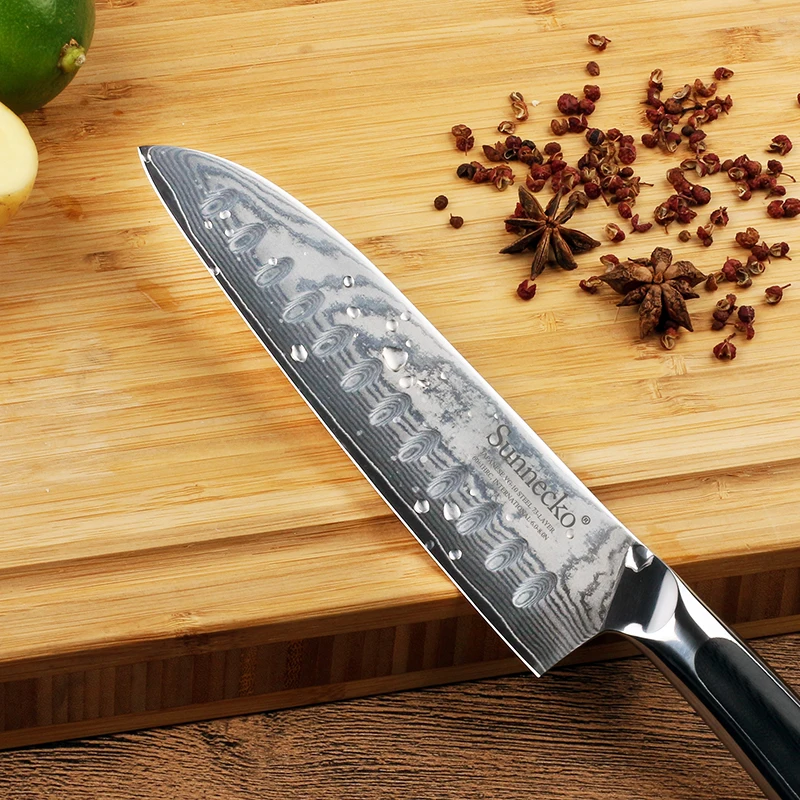 SUNNECKO Damascus Steel  Kitchen Knives VG10 Blade Cut Japanese 8\'\' Chef\'s 5\'\' Utility 3.5\'\' Paring Knife Meat Fish Tools