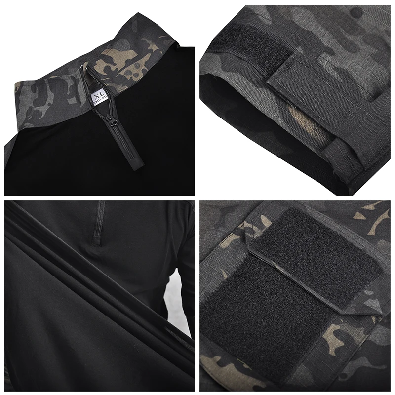 HAN WILD Camouflage Softair Shirt Men Combat Uniform Tactical Cargo Shirts Airsoft Paintball Long Sleeve Cotton Hiking Clothing