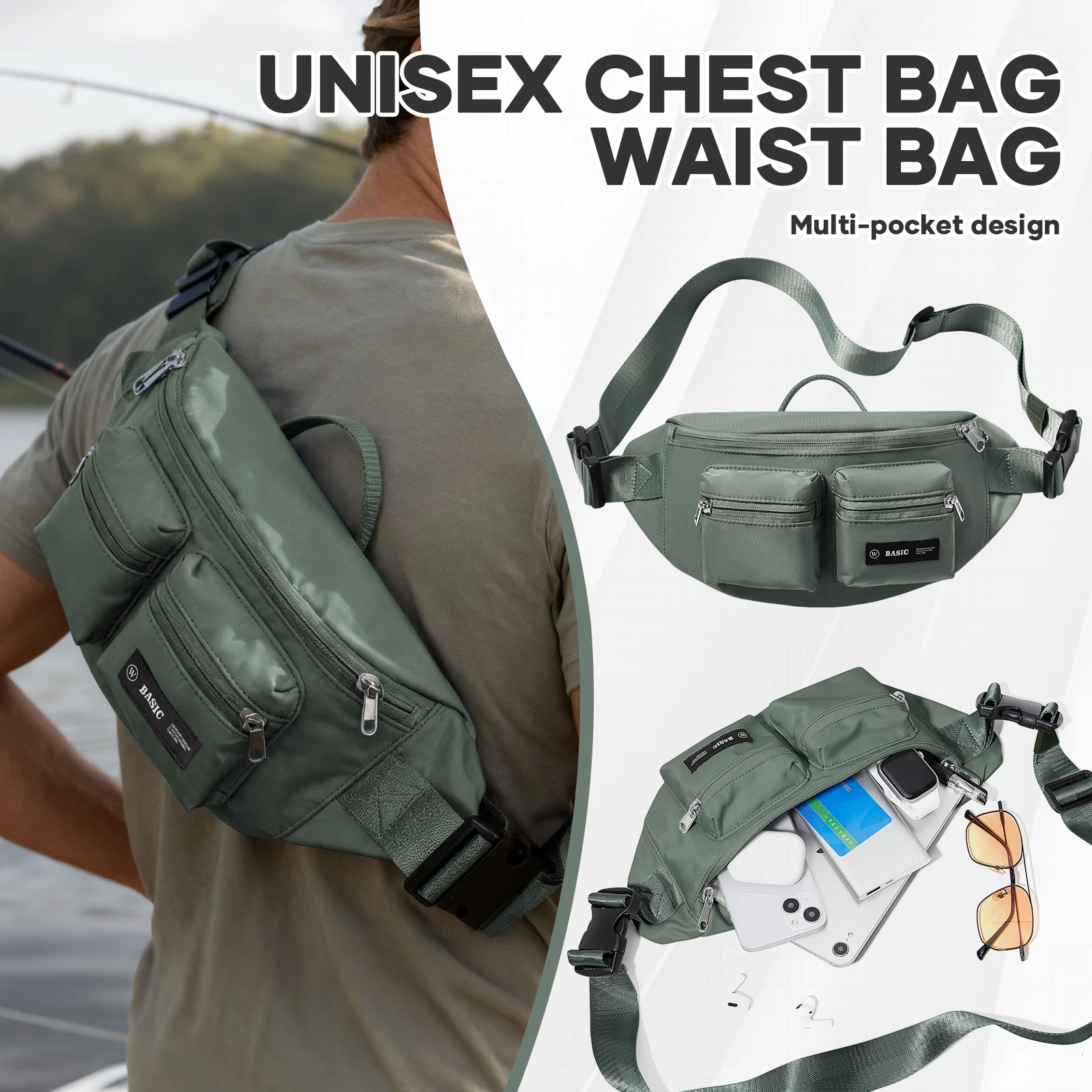 

Поясная сумка для женщин и мужчин, нагрудная сумка, сумка для бега, с регулируемым ремнем, сумка для кемпинга и прогулок, спортивная сумка, сумка через плечо для мужчин и женщин, кошелек.