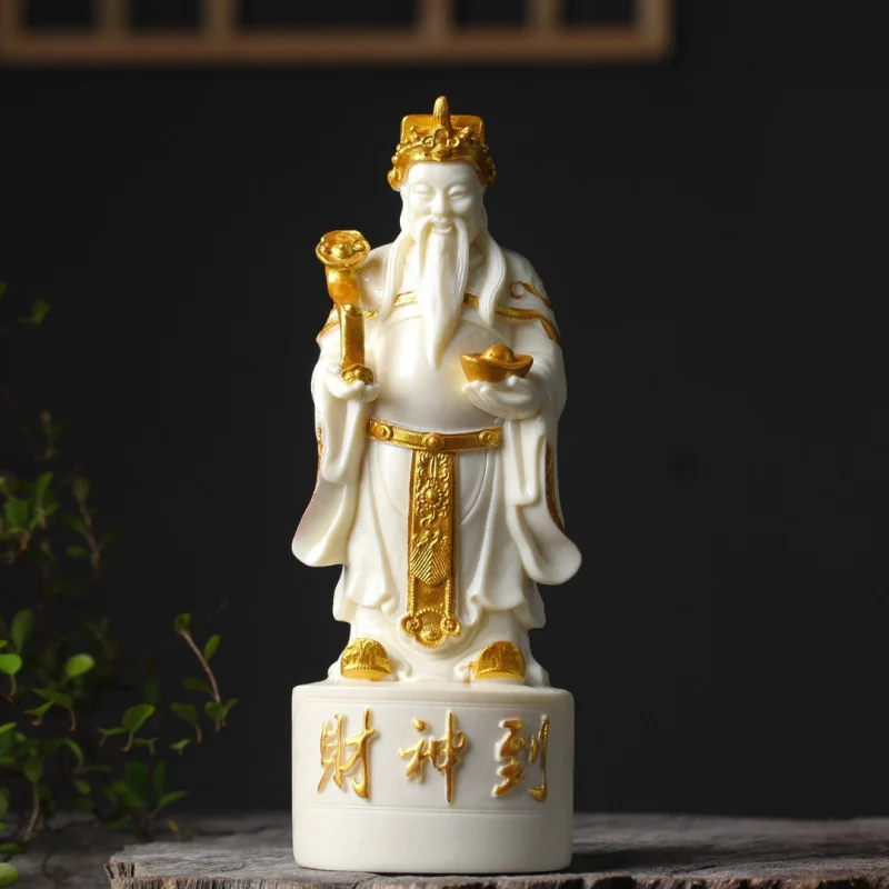 Factory Direct Supply Ivory Nut God of Wealth Decoration Home Desktop Decoration Home Worship Buddha Statue Crafts Gift Box