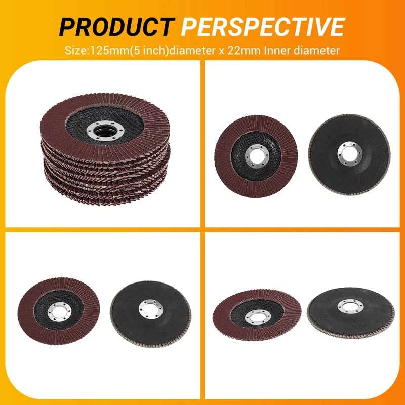 8Pcs Aluminium Oxide Discs 125Mm Sanding Discs 40/60/80/120 Grit Grinding Wheels Blades For Angle Grinder Finishing