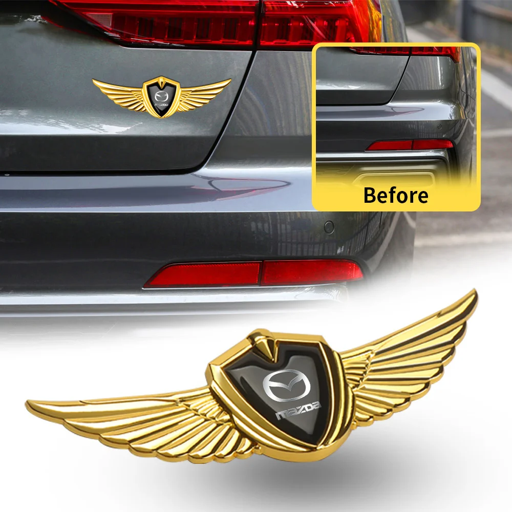 1Pcs 3D Metal Wings Emblem Car Side Mark Window Trunk Sticker Decal For Mazda 3 5 Axela Atenza Demio RX7 MX3 CX-3 CX-4 CX-9 323