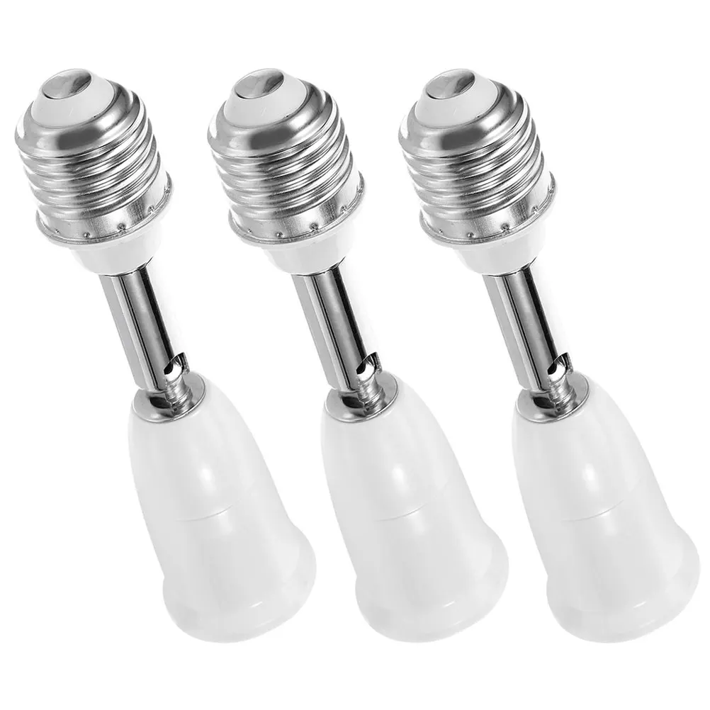 

3pcs E27 Light Bulb Socket Extender Adapter Lengthen Base Lamp White LED ABS Simple Install Compatibility