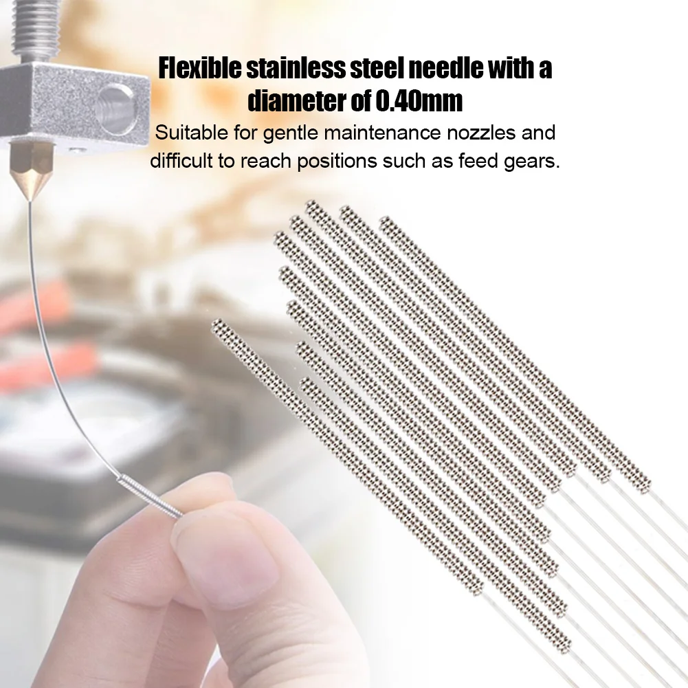 

Stainless Steel Cleaning Needles 3D Printer Accessories Stainless Steel and Copper 0.4mm Nozzle Cleaning Needles