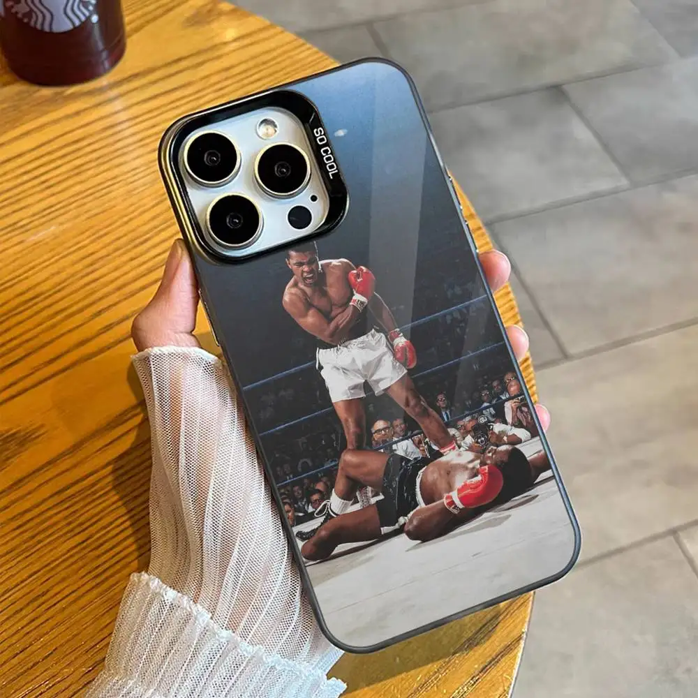 1pc Muhammad Ali Inspirational Boxing Legend Phone Case For iPhone17, 16,15,14,13,12 Pro Max Black Candy Matte Shockproof Cover