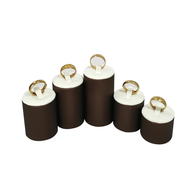 High Quality Black Brushed Leather White Brushed Leather Coffee Color Jewelry Display Stand Ring Earrings Pendant Display Props