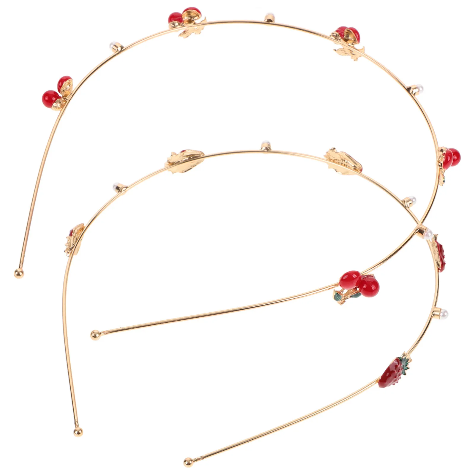 2 قطعة عصابات رأس معدنية الكرز الفراولة إكسسوارات الشعر أنيق دائم المؤنث أناقة هدية الكرز عقال #4