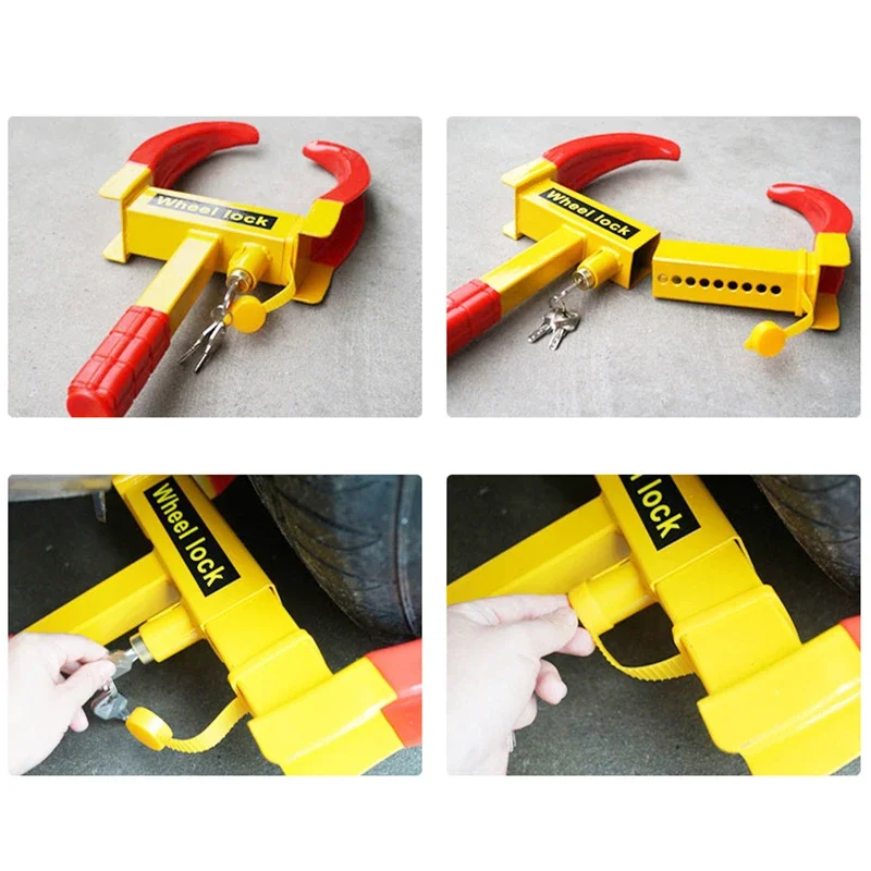 Car Truck Tire Lock Anti-Theft Lock Portable Heavy Duty Wheel Clamp Lock Tire Claw Trailer Auto Universal fitment Car Accessorie